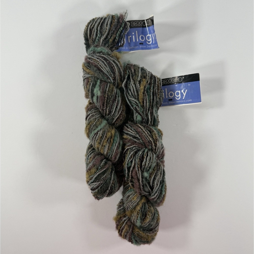 Berroco Trilogy Wool Cotton Blend Yarn Metallic Color 7620 ~ 2 Hanks/80 Yds Each